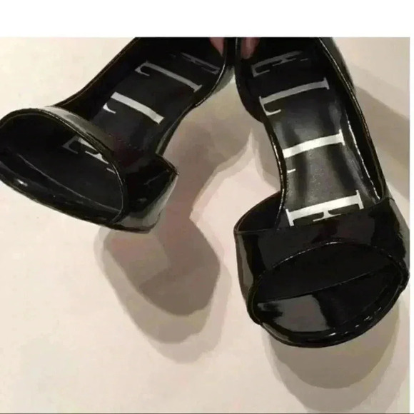 Elle Heels Black Faux Patent Leather Sz 7.5 - Picture 6 of 7